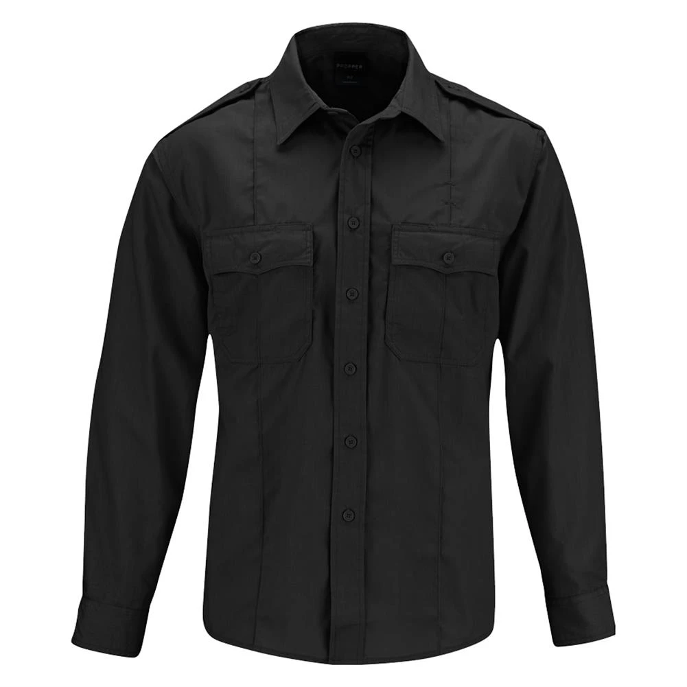 Men's Propper Long Sleeve Class B Ripstop Shirt Black~1 3 Men's Propper Long Sleeve Class B Ripstop Shirt Black~1