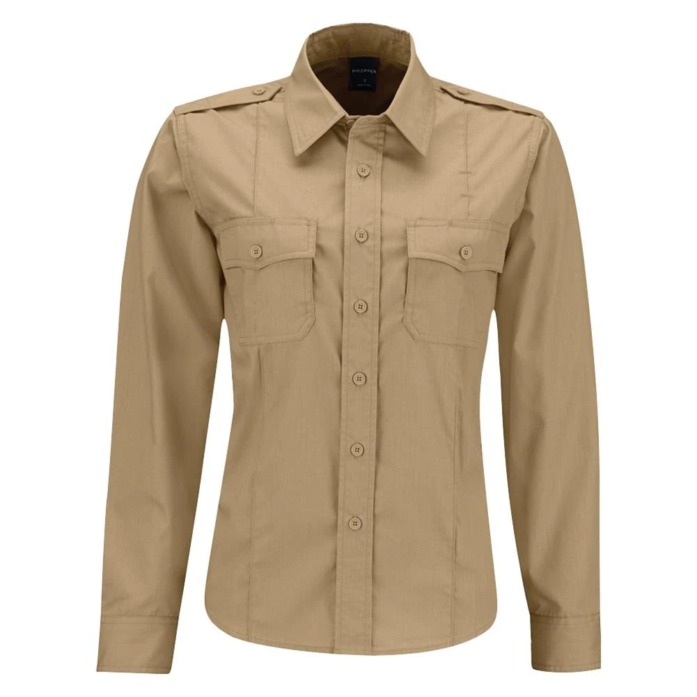 Women's Propper Long Sleeve Class B Ripstop Shirt Khaki~2 3 Women's Propper Long Sleeve Class B Ripstop Shirt Khaki~2